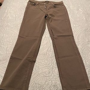 7 For All Mankind olive green, button fly jeans